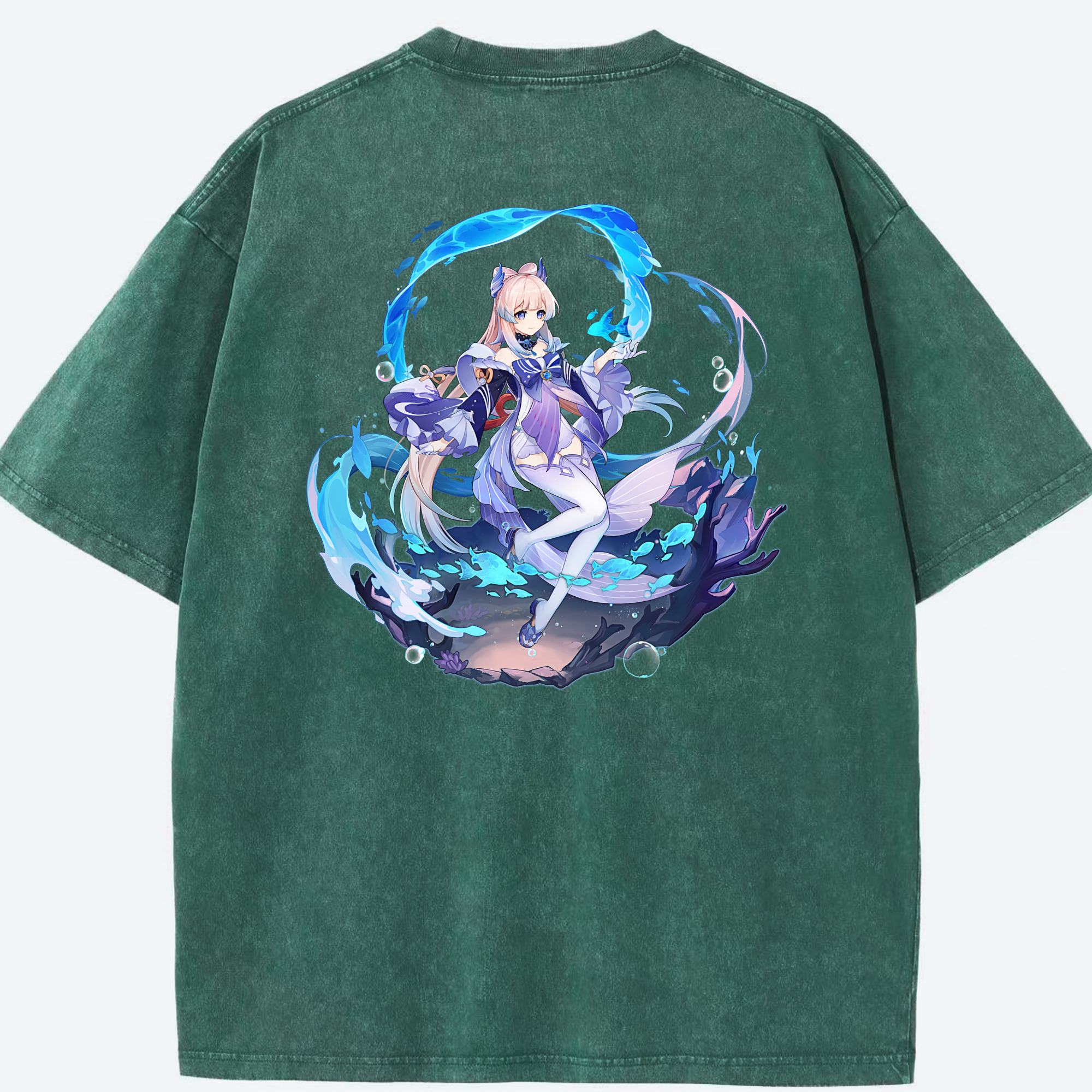 げんし神 珊瑚宮心海 サンゴノミヤ・ココミ genshin Sangonomiya Kokomi 綿100% ヴィンテージ風 半袖Tシャツ（背面プリント）